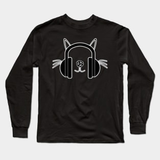 Cat Headphones Logo by Basement Mastermind Long Sleeve T-Shirt